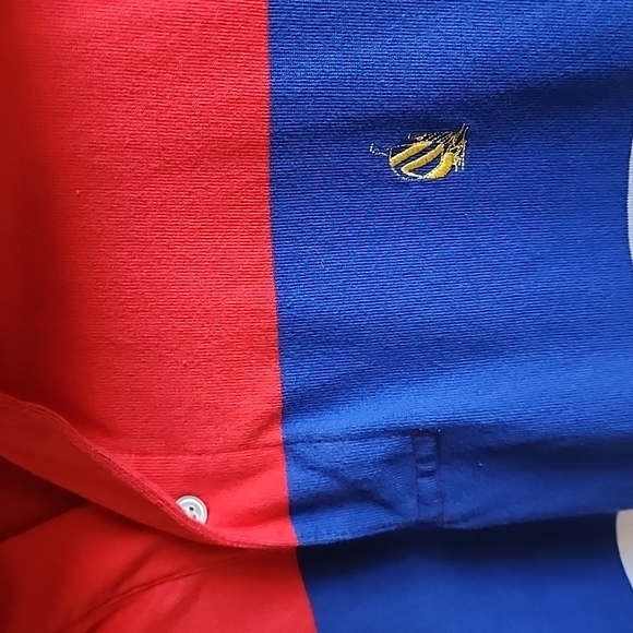 EUC Nautica: Colorblock Striped Polo Shirt, Blue/Red/White/Yellow, Men's Large - Picture 2 of 7